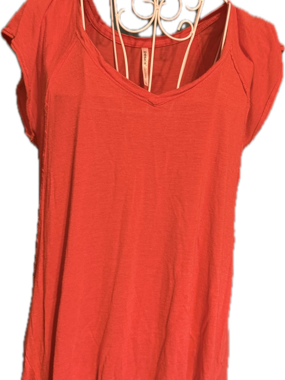 Tresics Vibrant Orange Cap Sleeve V-Neck Tunic